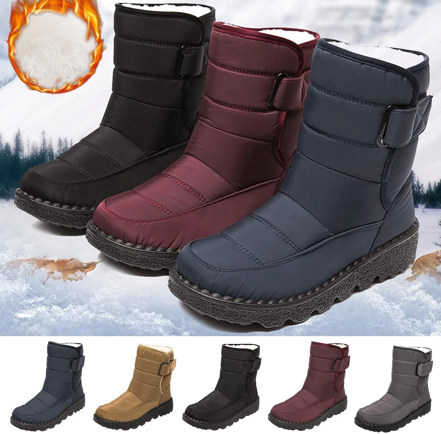 Snow Boots for Women Waterproof Mid Calf Boots for Women Girls Snow Winter Short Boots For Women Outdoor Warm Booties