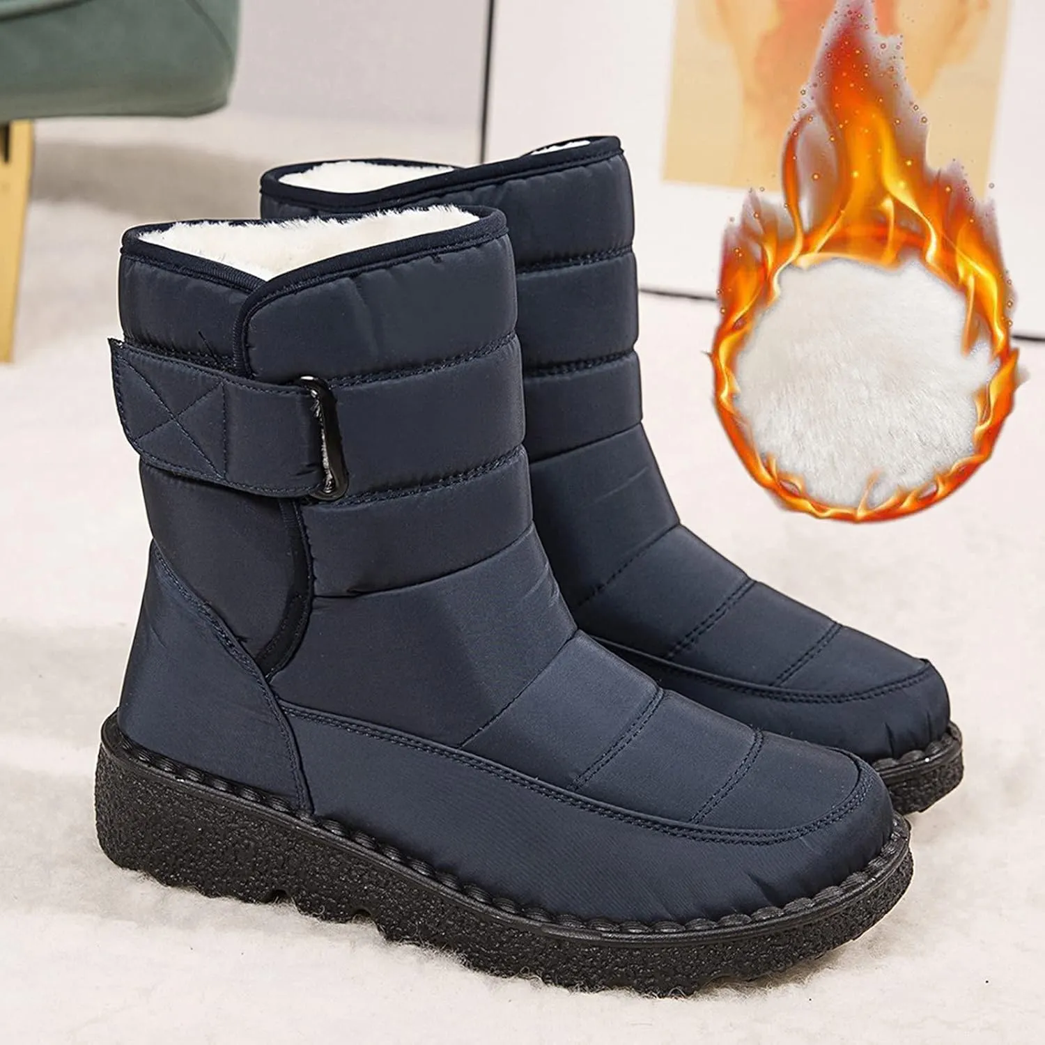 Snow Boots for Women Waterproof Mid Calf Boots for Women Girls Snow Winter Short Boots For Women Outdoor Warm Booties