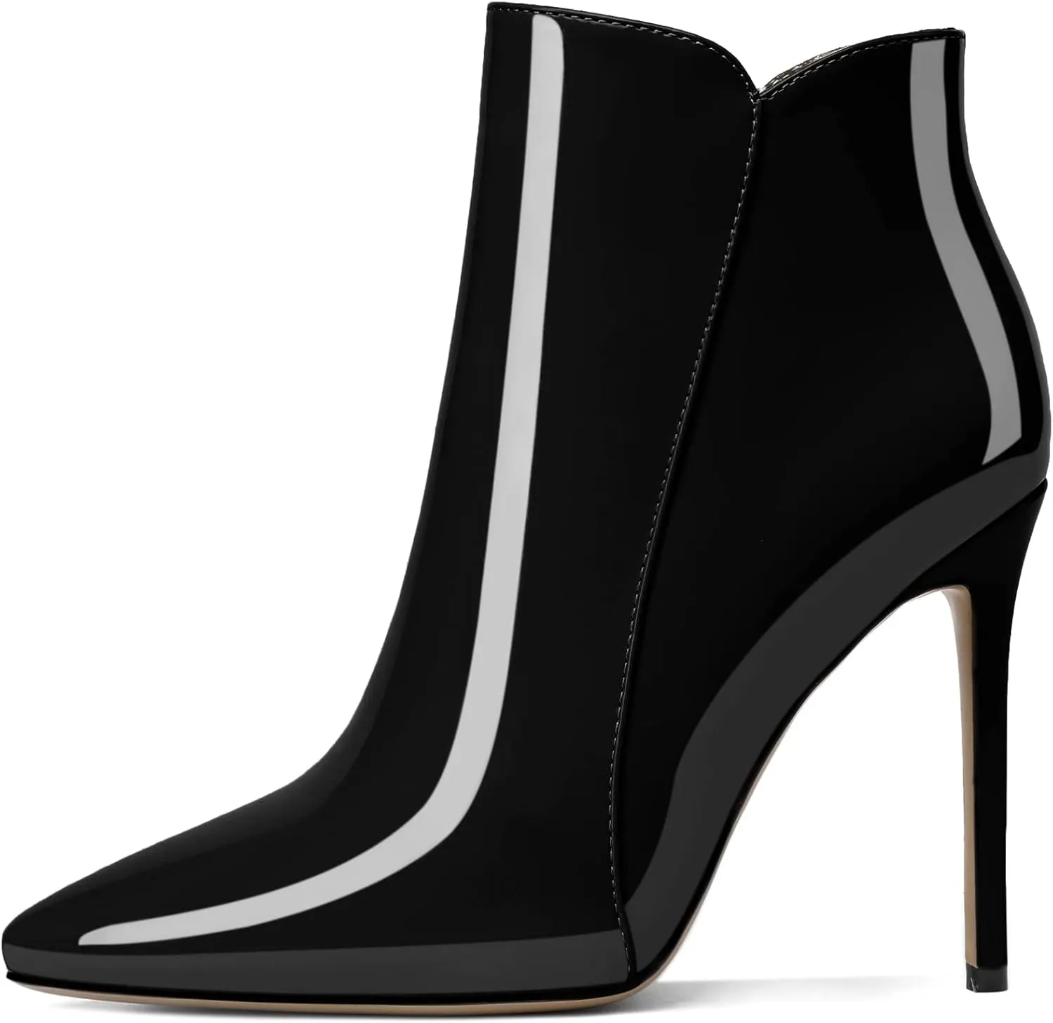 Soireelady Women's Stiletto High Heel Ankle Boots Pointed Toe Heeled Ankle Booties Zipper Stilettos Ankle Boots Elegant Dress Ankle Booties for Autumn and Winter
