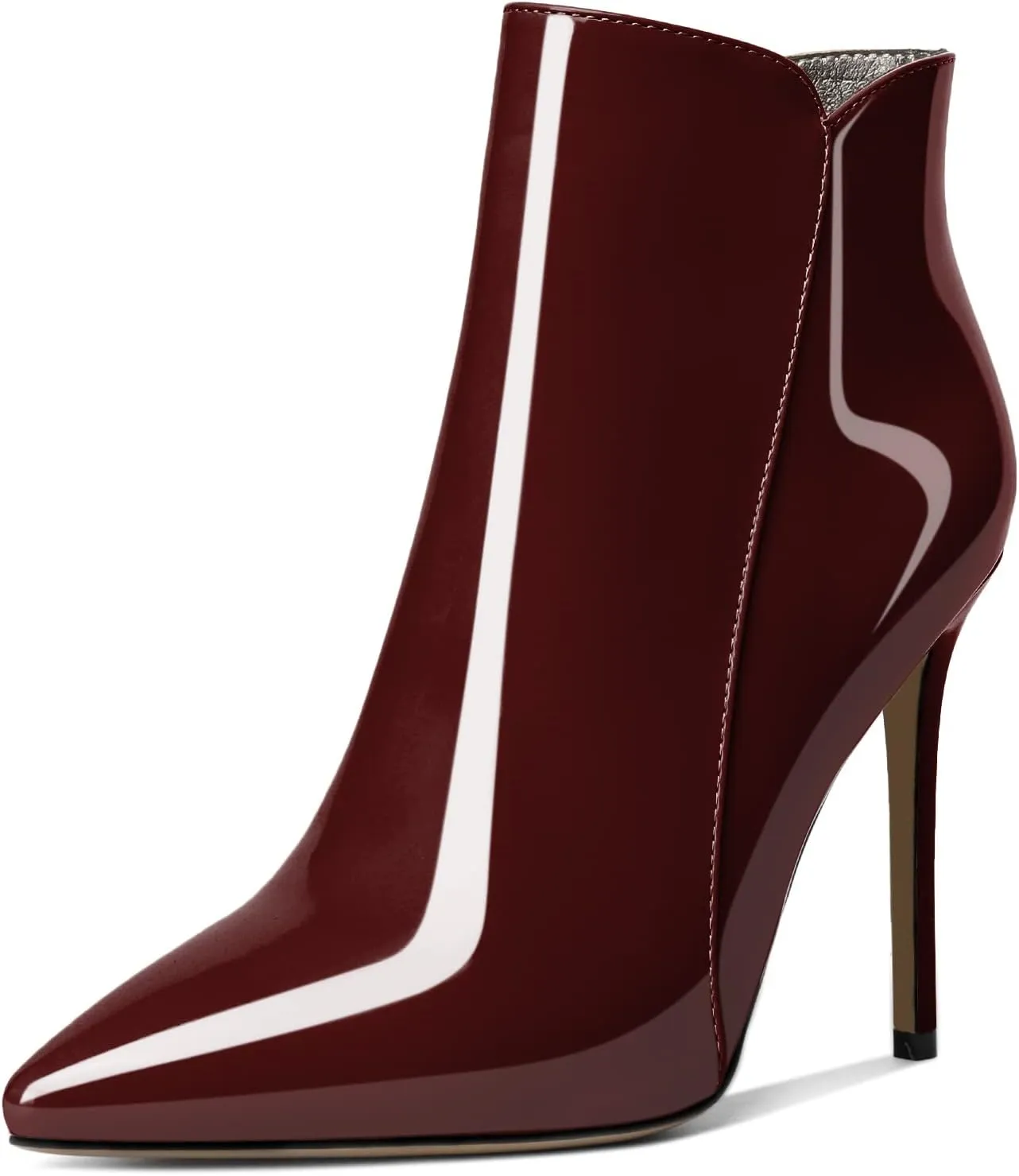 Soireelady Women's Stiletto High Heel Ankle Boots Pointed Toe Heeled Ankle Booties Zipper Stilettos Ankle Boots Elegant Dress Ankle Booties for Autumn and Winter