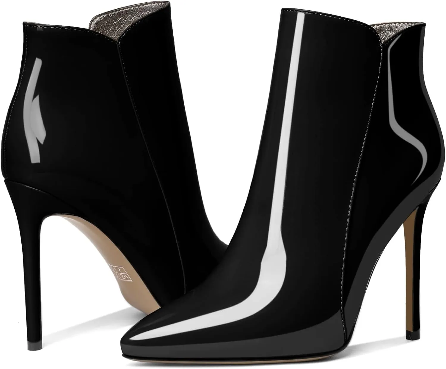 Soireelady Women's Stiletto High Heel Ankle Boots Pointed Toe Heeled Ankle Booties Zipper Stilettos Ankle Boots Elegant Dress Ankle Booties for Autumn and Winter