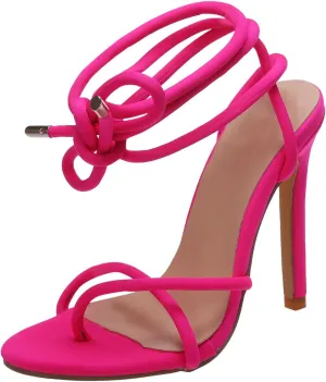 Strappy Heels for Women Bow Ankle Wrap Chunky Heels Open Toe Strappy Sandals Wedding Bride Dressy Pumps Block Heels