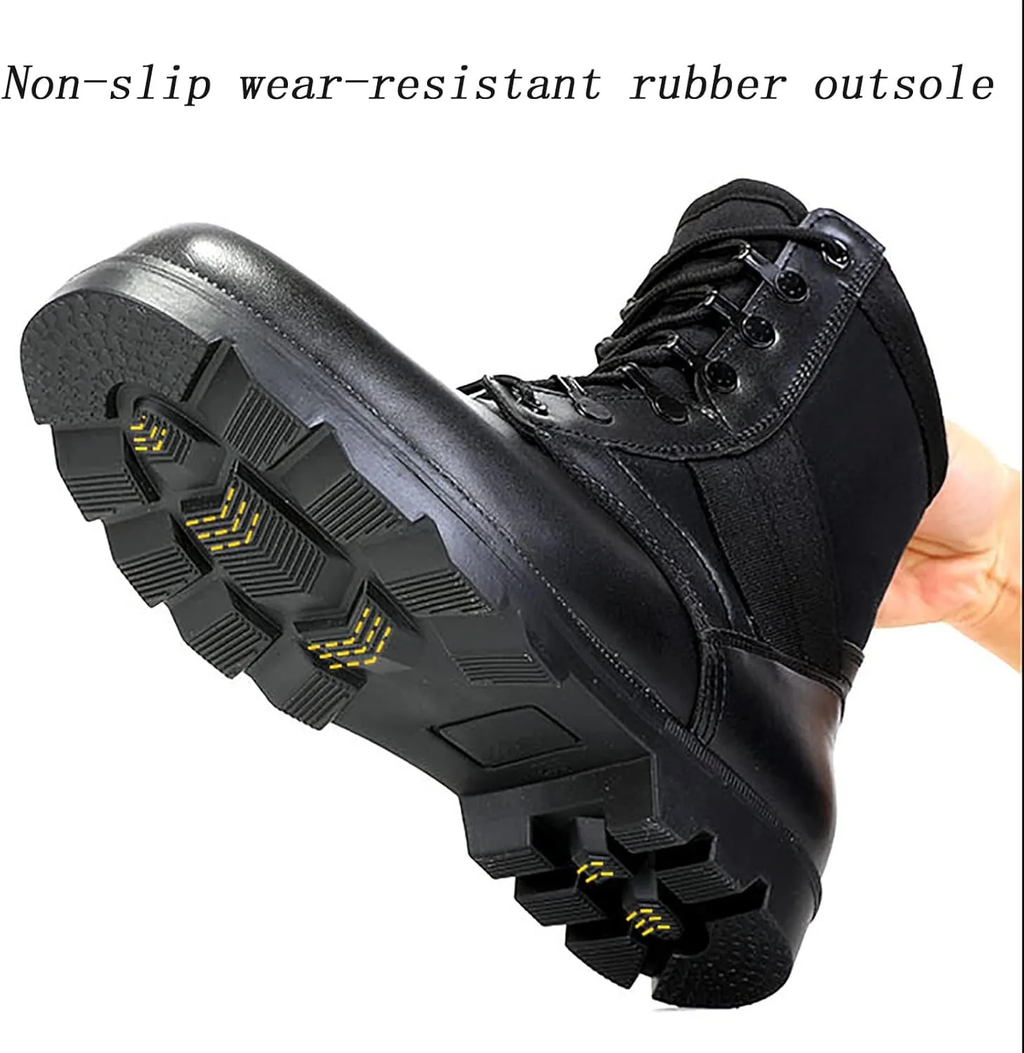 Summer Ultralight Combat Boots for Men, Lightweight Durable Rubber Sole Military Work and Desert Boots, Outdoor Waterproof Breathable Hiking Shoes