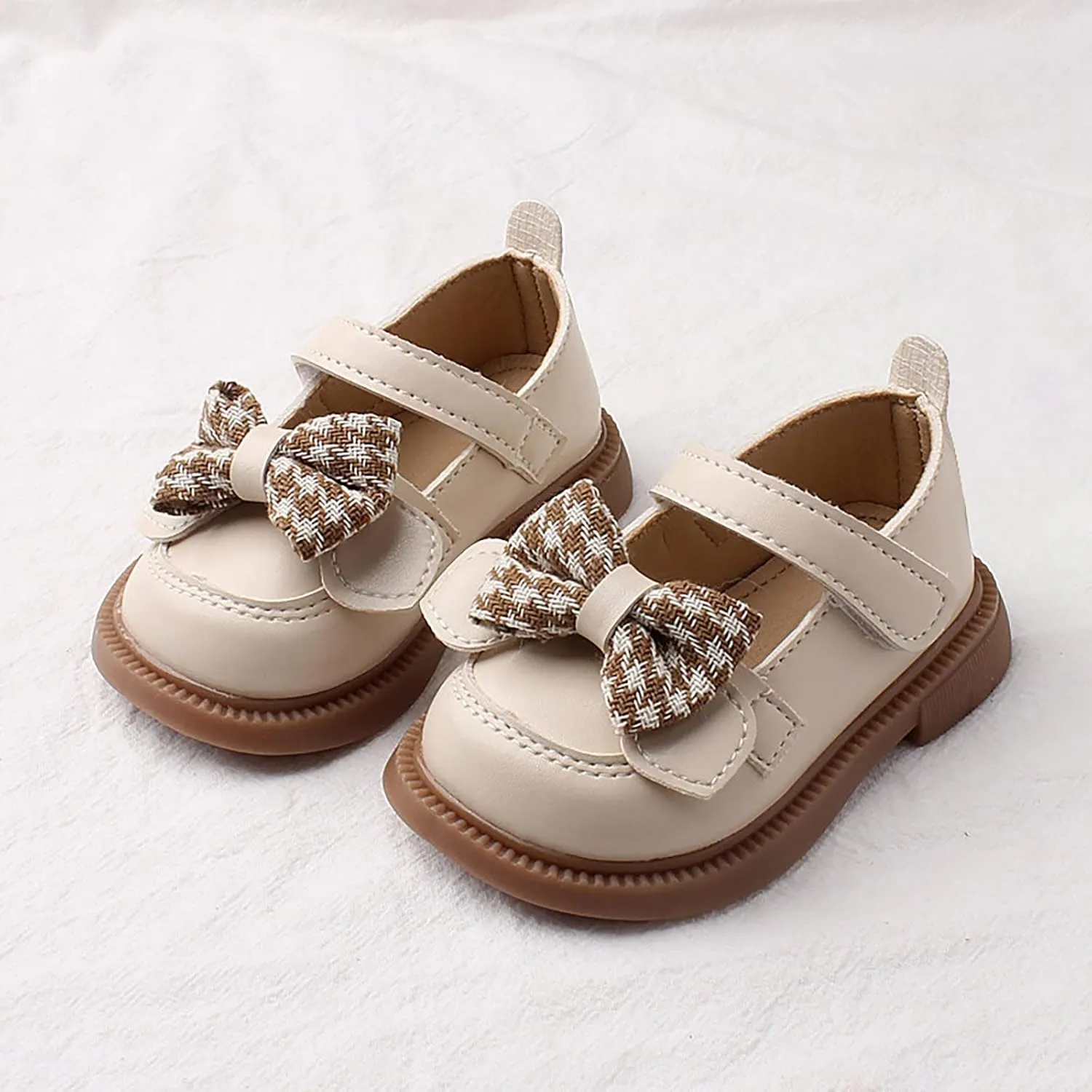 Toddler Baby Girls Mary Jane Shoes Platform Slip On Chunky Heel Leather Flats Round Toe School Dress Shoes for Kids