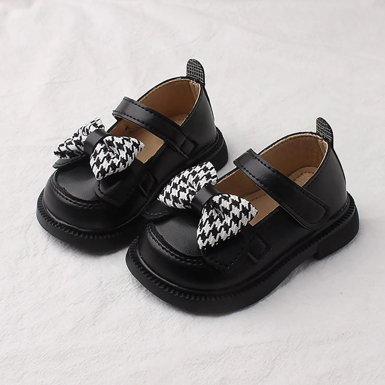 Toddler Baby Girls Mary Jane Shoes Platform Slip On Chunky Heel Leather Flats Round Toe School Uniform Dress Shoes