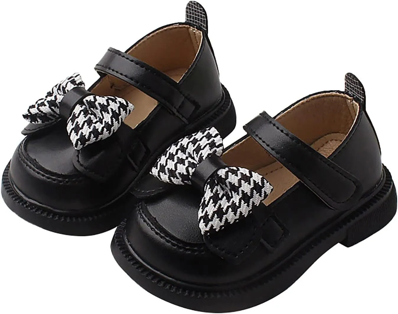 Toddler Baby Girls Mary Jane Shoes Platform Slip On Chunky Heel Leather Flats Round Toe School Uniform Dress Shoes