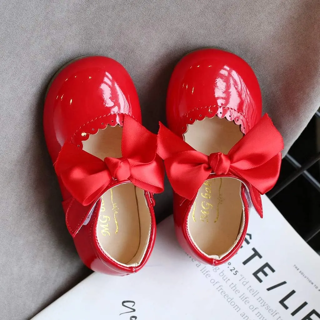 Toddler Flower Girl Dress Shoes Patent Bow Mary Jane Ballet Flats Wedding Party School Mary Janes Shoes for Girls