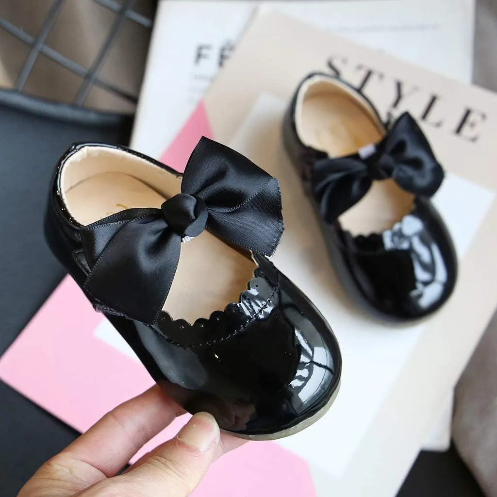 Toddler Flower Girl Dress Shoes Patent Bow Mary Jane Ballet Flats Wedding Party School Mary Janes Shoes for Girls