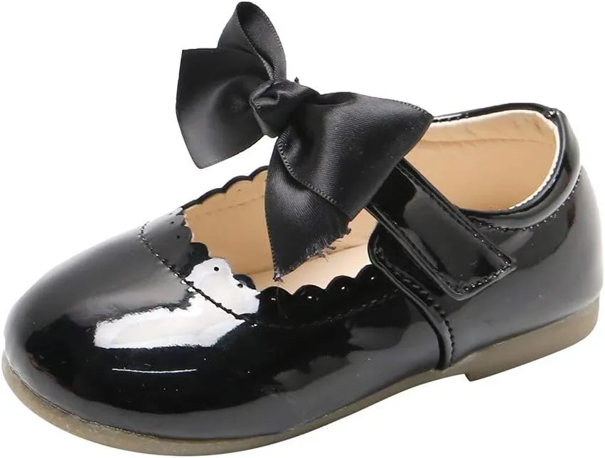 Toddler Flower Girl Dress Shoes Patent Bow Mary Jane Ballet Flats Wedding Party School Mary Janes Shoes for Girls