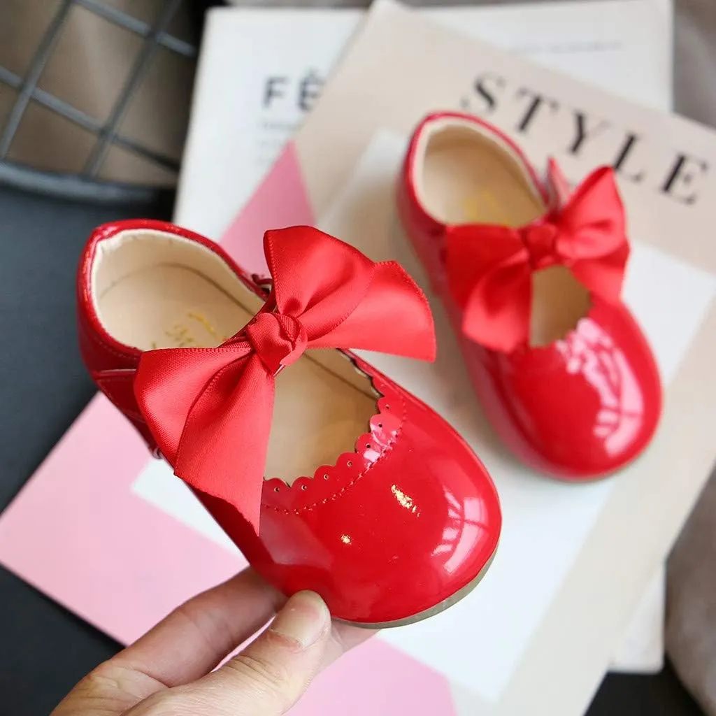 Toddler Flower Girl Dress Shoes Patent Bow Mary Jane Ballet Flats Wedding Party School Mary Janes Shoes for Girls