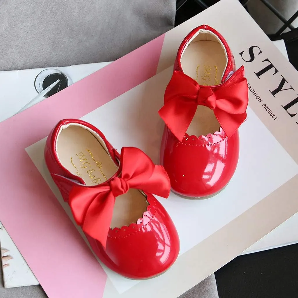 Toddler Flower Girl Dress Shoes Patent Bow Mary Jane Ballet Flats Wedding Party School Mary Janes Shoes for Girls