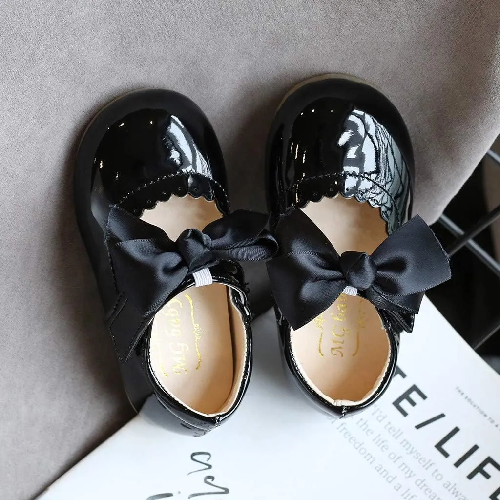Toddler Flower Girl Dress Shoes Patent Bow Mary Jane Ballet Flats Wedding Party School Mary Janes Shoes for Girls
