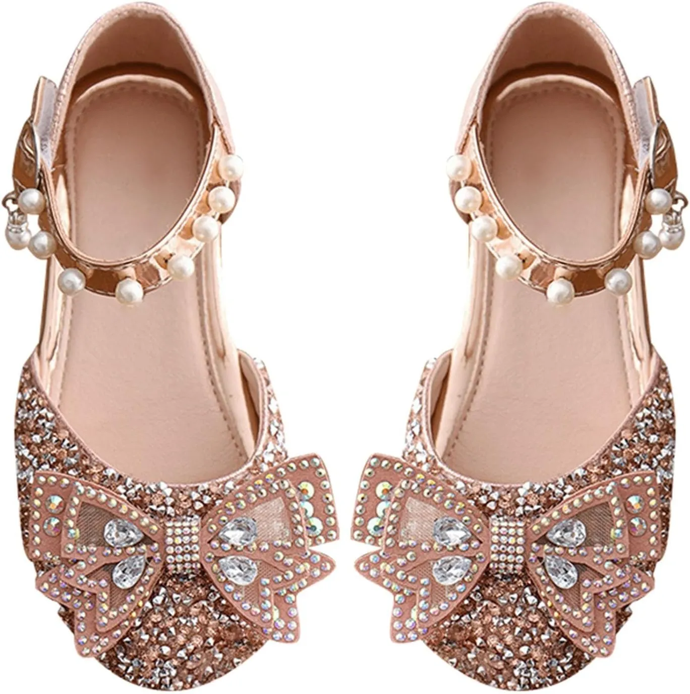 Toddler Flower Girl Dress Shoes Rhinstones Bow Mary Jane Ballet Flats Wedding Party Little Girls Sandals