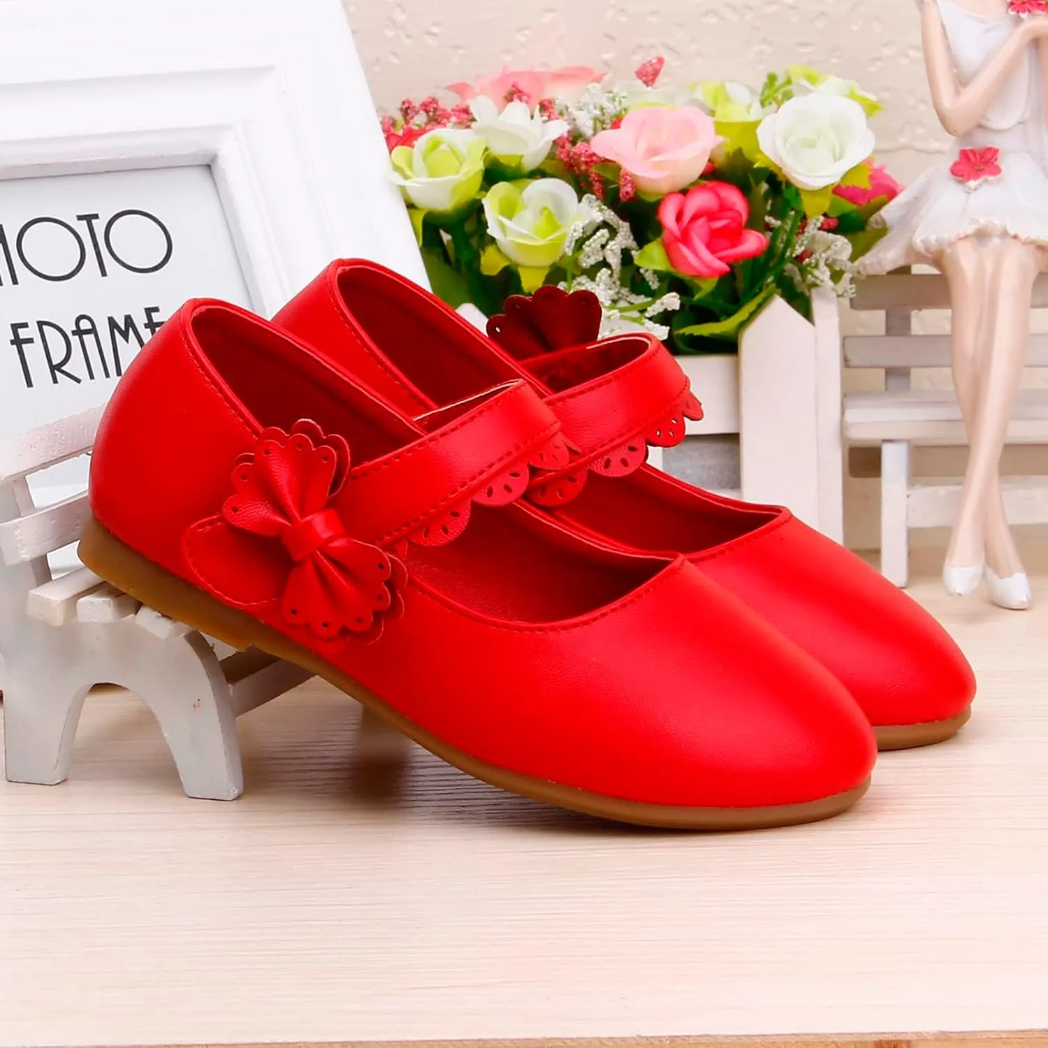 Toddler Girls Dress Shoes Flower Girl Little Kids Mary Jane Ballet Flats Bow Wedding School Party Girls Dress Shoes