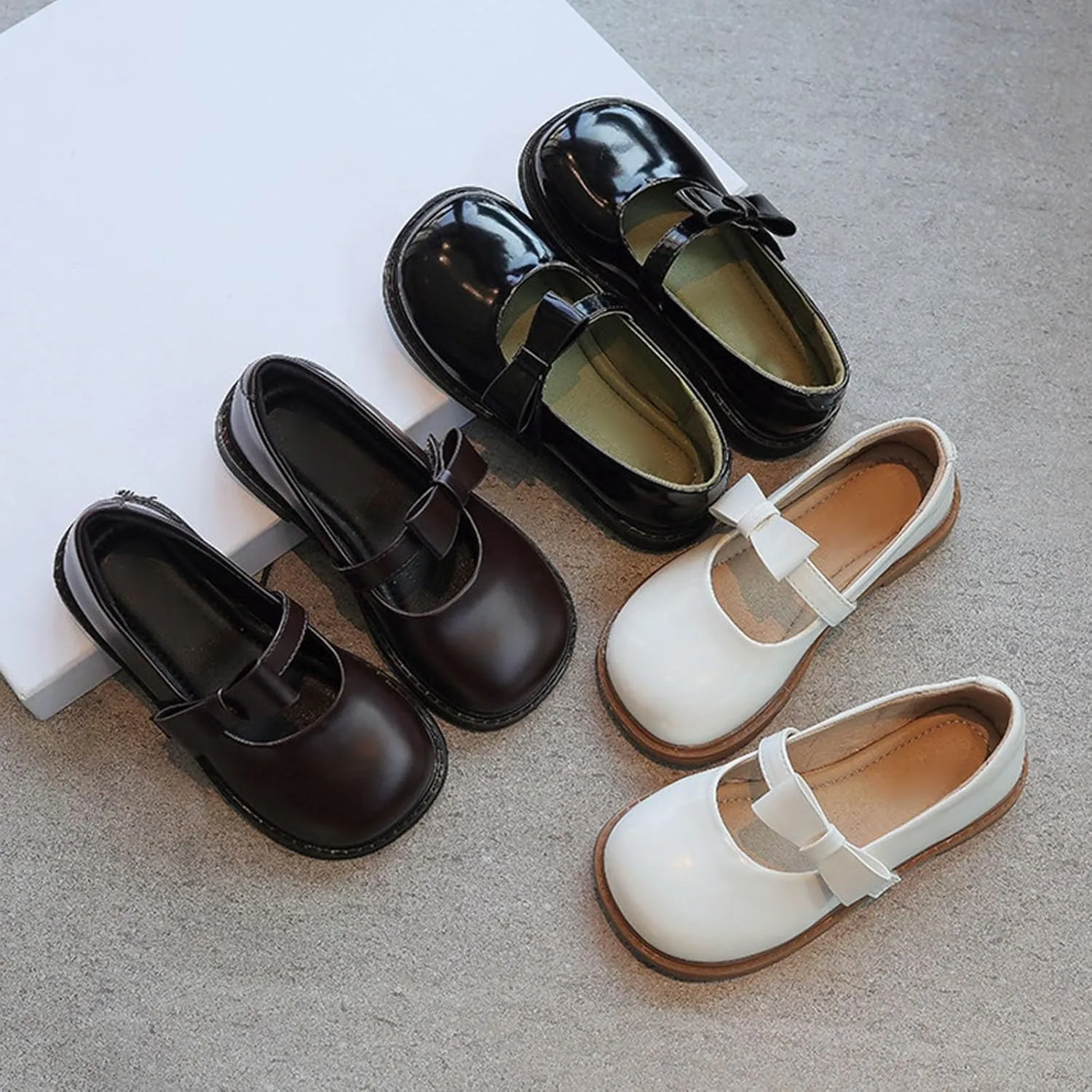 Toddler Girls Dress Shoes Little Girls Loafers School Uniform Mary Jane Flats for Girls Thick Non-Slip Shoes