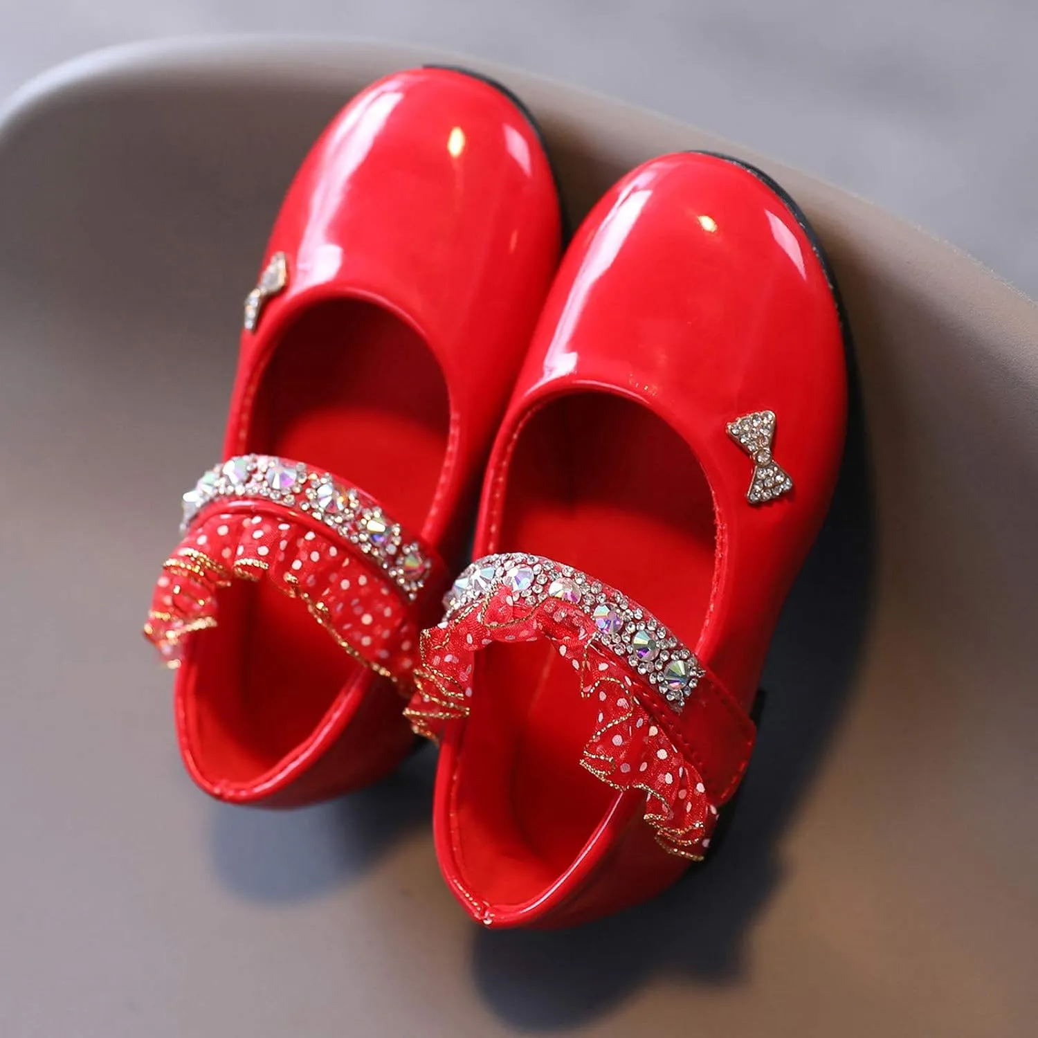 Toddler Girls Dress Shoes Rhinstones Mary Jane Ballet Flats Flower Girl School Party Wedding Shoes Mary Jane Shoes