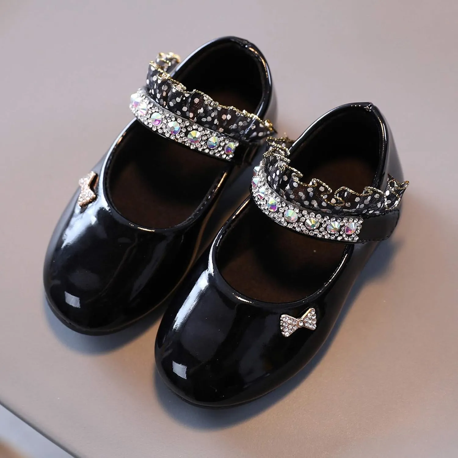 Toddler Girls Dress Shoes Rhinstones Mary Jane Ballet Flats Flower Girl School Party Wedding Shoes Mary Jane Shoes