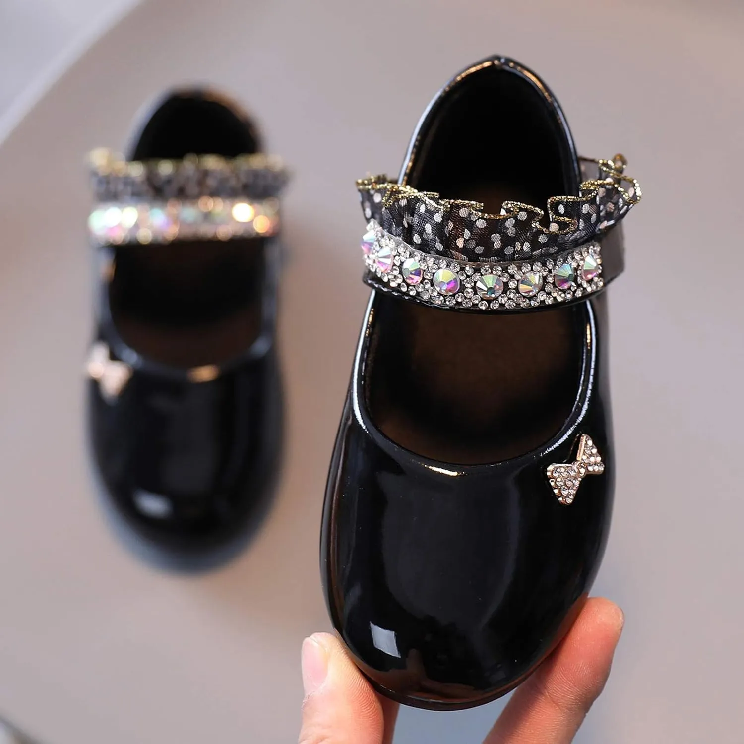 Toddler Girls Dress Shoes Rhinstones Mary Jane Ballet Flats Flower Girl School Party Wedding Shoes Mary Jane Shoes