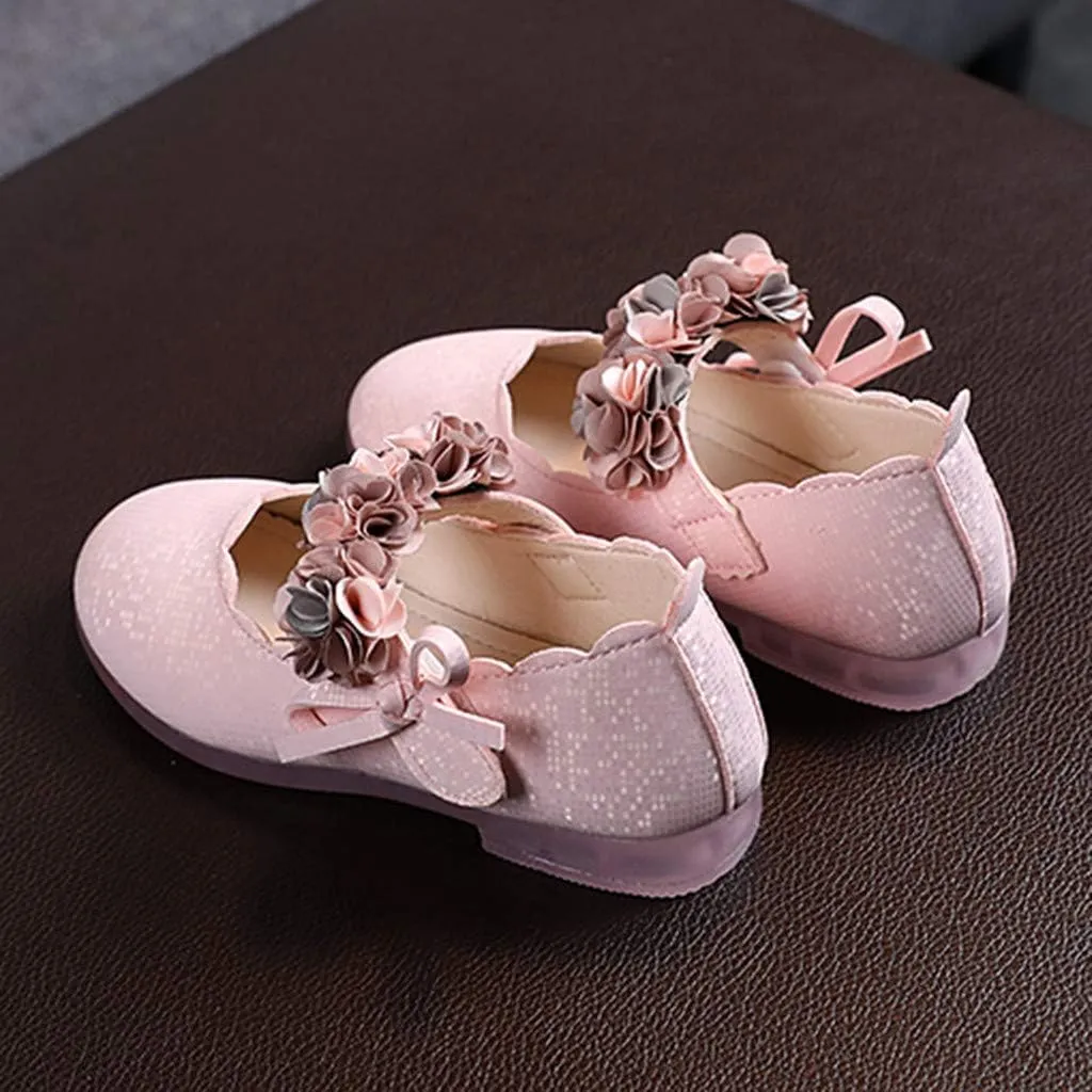 Toddler Girls Mary Jane Dress Shoes Flowers Strap Bows Flower Girl Wedding Low Heels Little Girls Pump Shoes