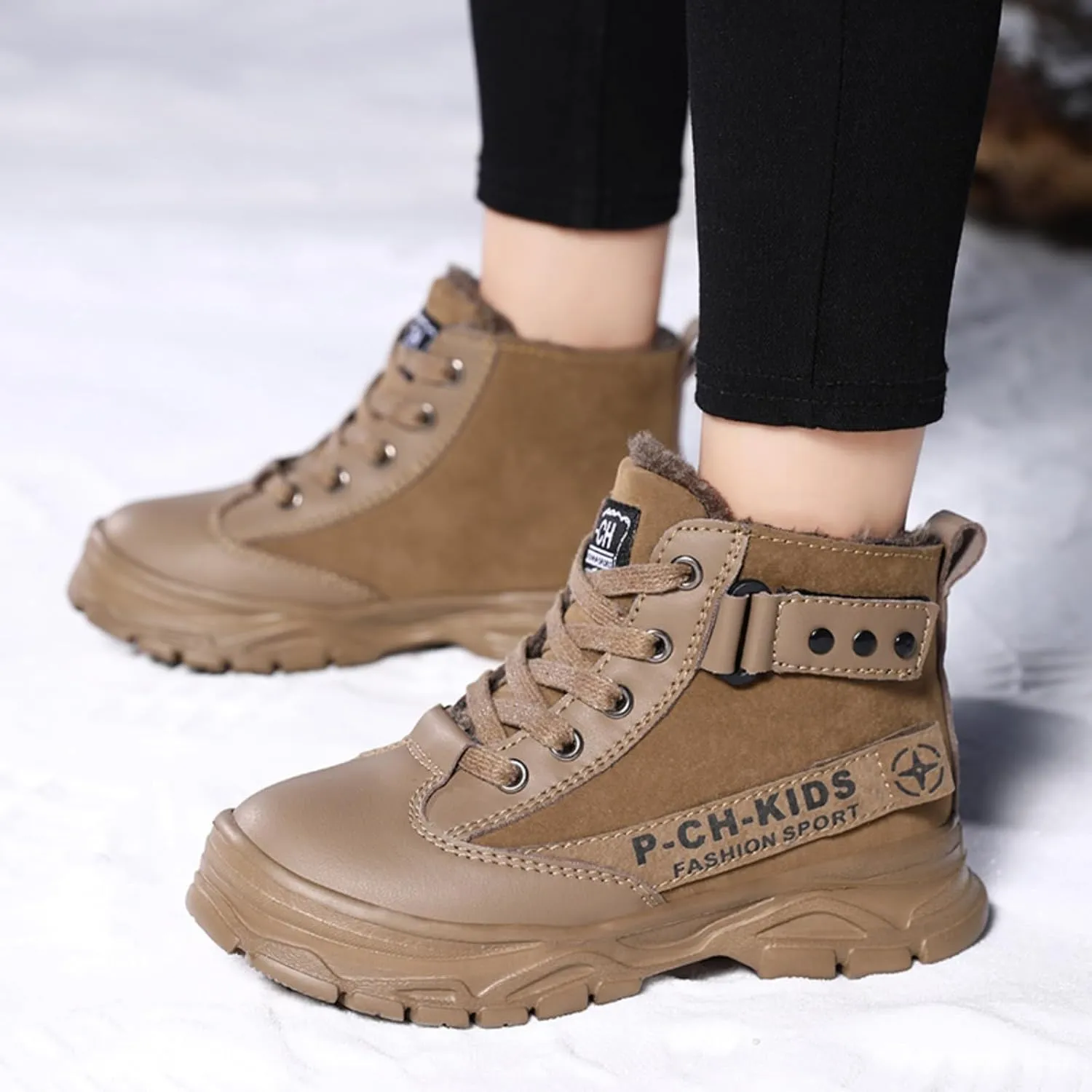 Toddler Snow Boots Cozy Fleece Snow Boots Non-Slip Walking Shoes Kids Boots Slip on Casual Short Booties Shoes