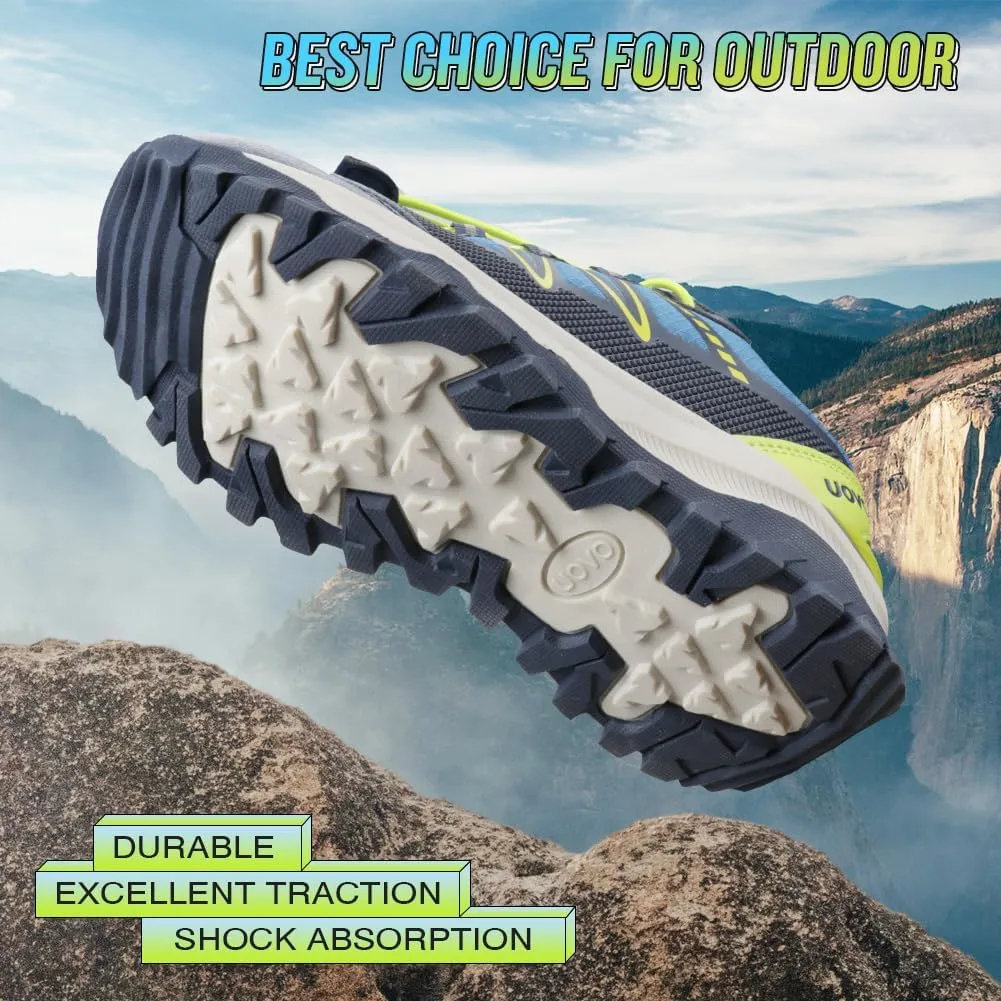 UOVO Girls Boys Hiking Shoes Boys Girls Waterproof Sneakers Kids Running Tennis Outdoor Shoes Non-Slip Lightweight