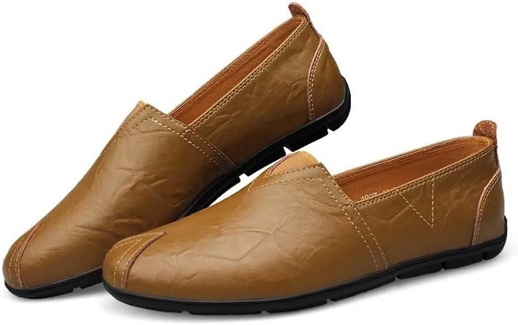 WENJHEN Men's Moccasin Driving Boat Shoes Casual Leather Loafers Slipper