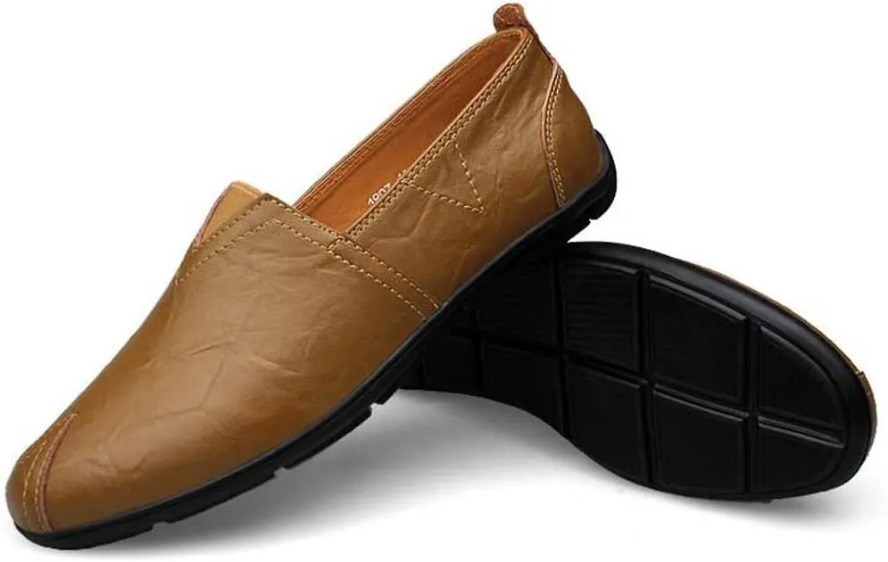 WENJHEN Men's Moccasin Driving Boat Shoes Casual Leather Loafers Slipper