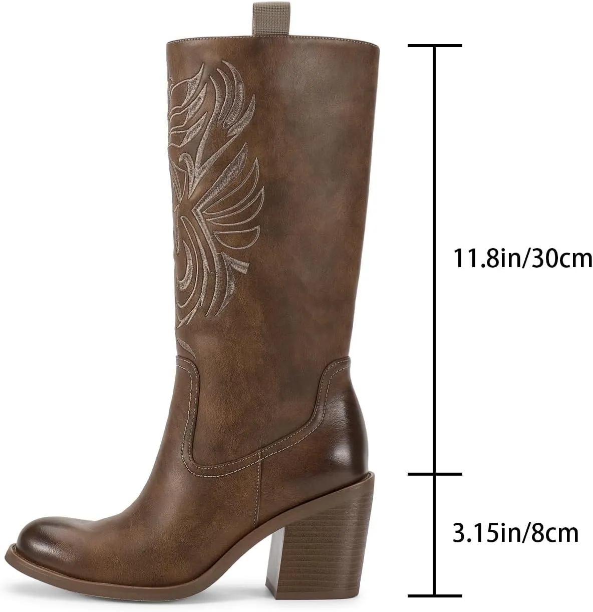 wetkiss Mid Calf Pull On Round Toe Boots for Women with Chunky Heel Cowgirl Boots for Women, Comfortable Boots for Women Suitable for All Ocassions
