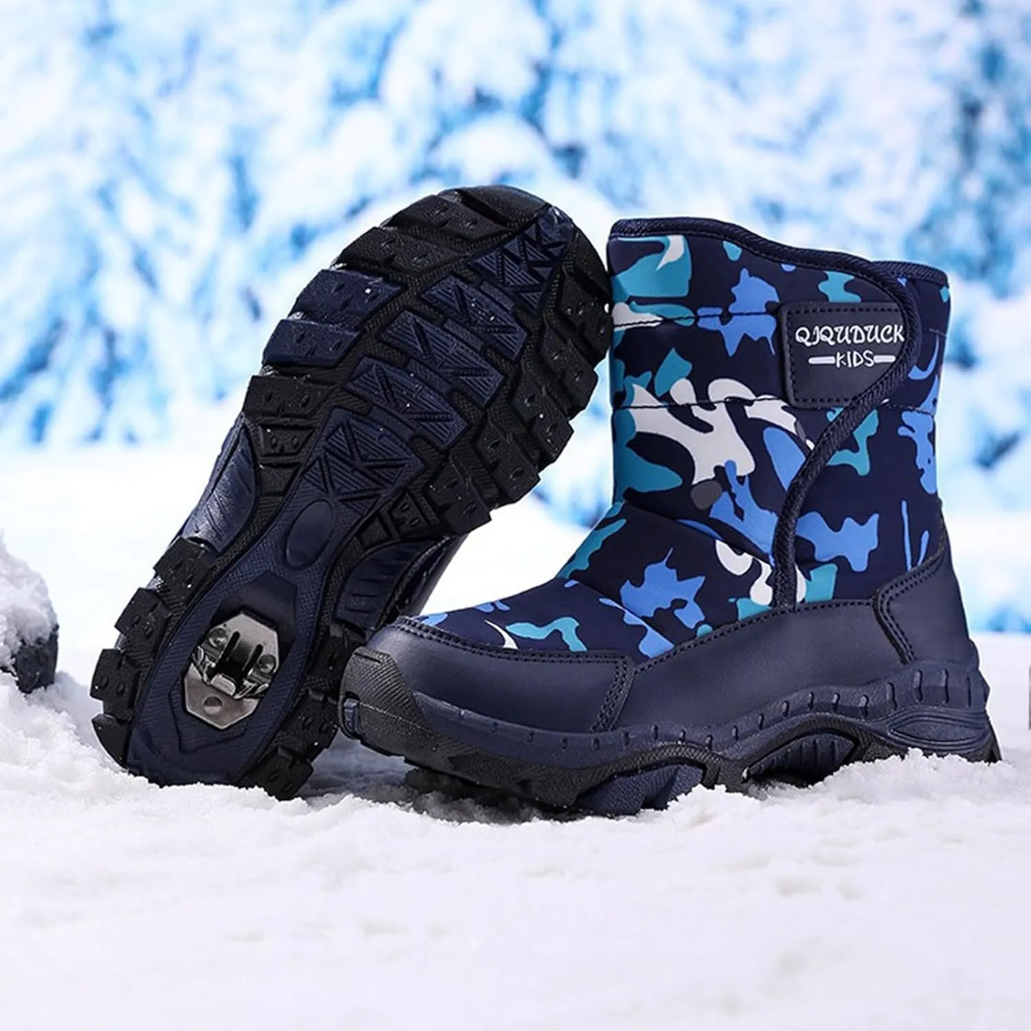 Winter Boots for Boy Girl Faux Fur Booties Mid Calf Kids Snow Shoes Warm Rain Boots for Infant Toddler Walking Shoe