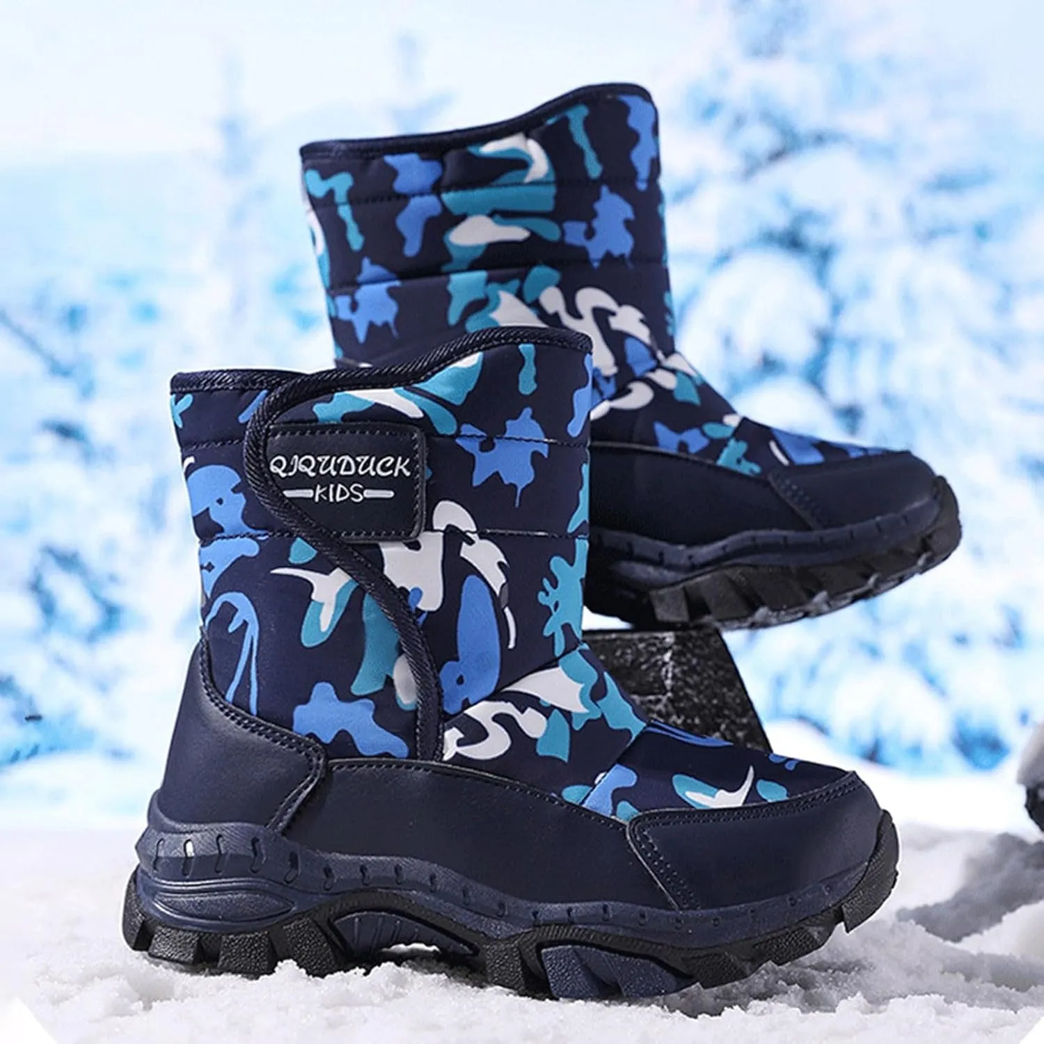 Winter Boots for Boy Girl Faux Fur Booties Mid Calf Kids Snow Shoes Warm Rain Boots for Infant Toddler Walking Shoe