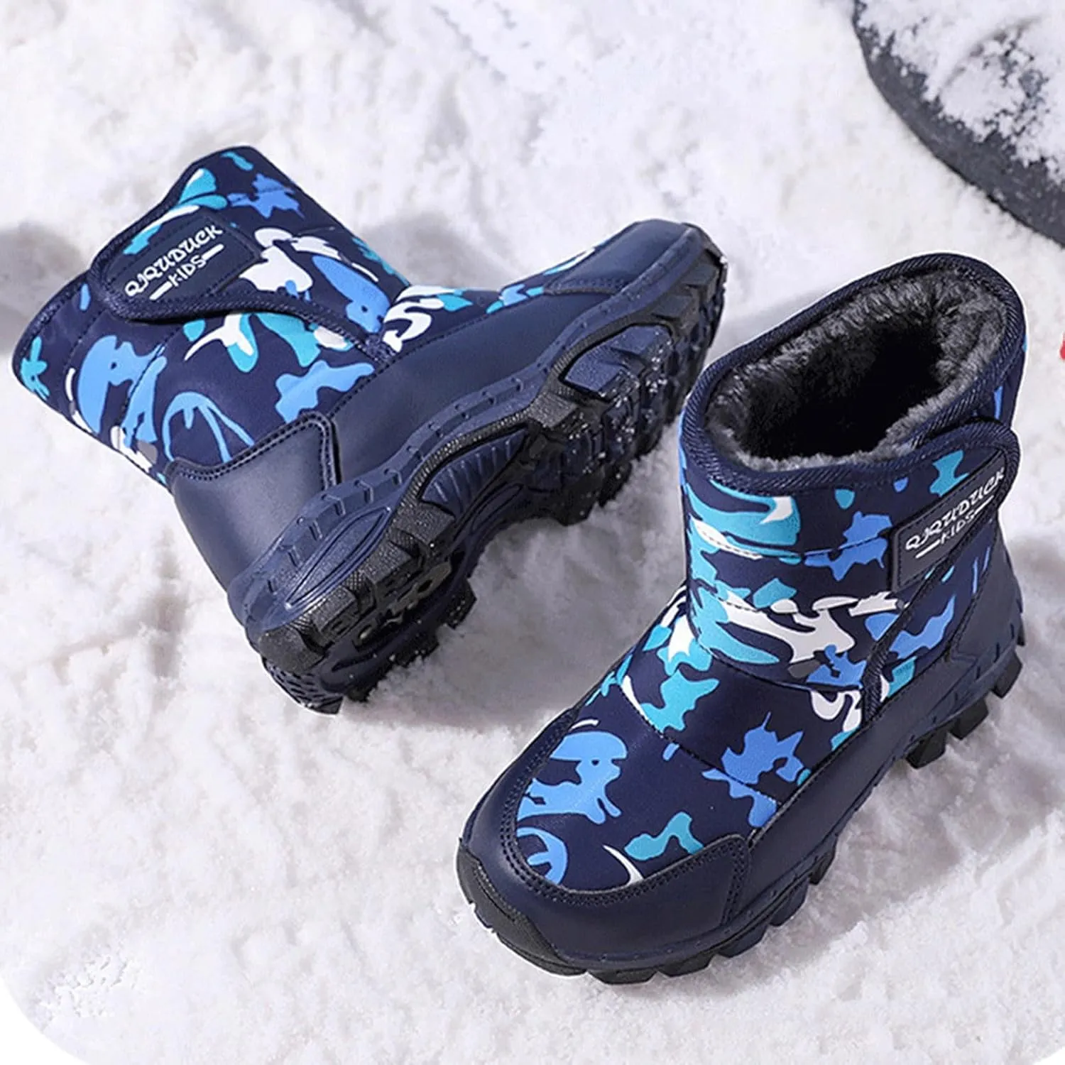 Winter Boots for Boy Girl Faux Fur Booties Mid Calf Kids Snow Shoes Warm Rain Boots for Infant Toddler Walking Shoe