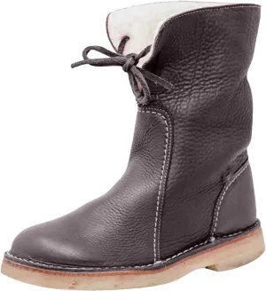 Winter Boots for Women Waterproof Leather Mid Calf Boots Warm Wool Lined Snow Shoes Flat Heel Lace Up Christmas Shoes