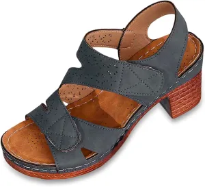 Women Summer Solid Hook Loop Casual Open Toe Square Heels Comfortable Beach Shoes Sandals Node Sandals for Women