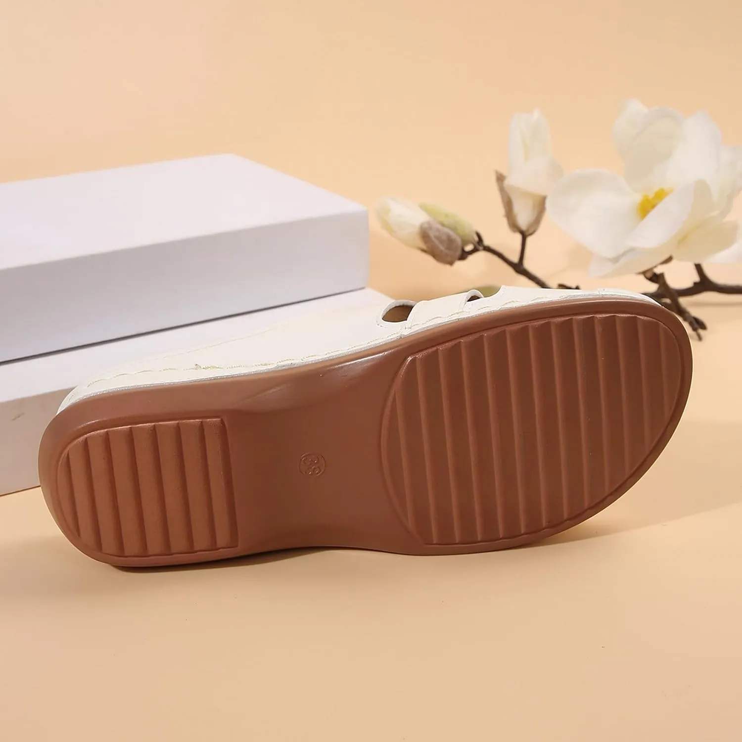 Women Summer Solid Slip On Casual Open Toe Wedges Comfortable Beach Shoes Sandals Flat Feet Arch Support Women Sandals