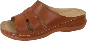 Women Summer Solid Slip On Casual Open Toe Wedges Comfortable Beach Shoes Sandals Flat Feet Arch Support Women Sandals