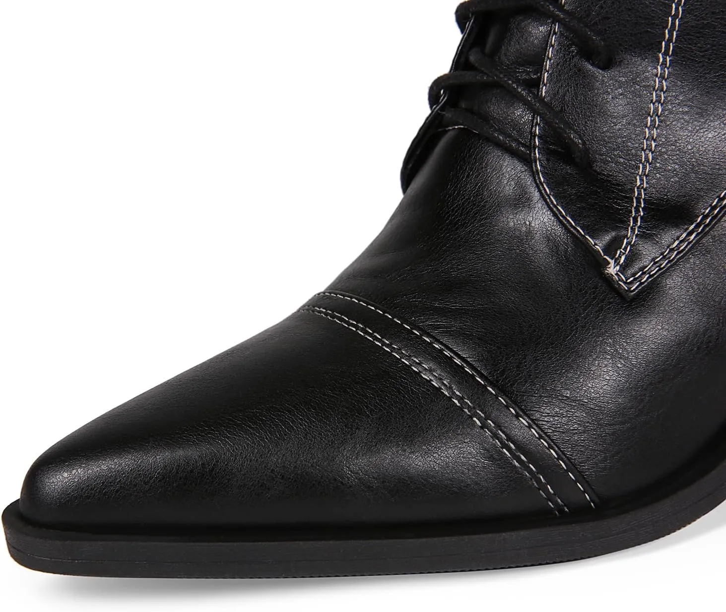 Women's Black Lace-up Combat Boots Side Zipper Chunky Heel Winter Mid-calf Boots
