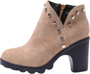 Womens High Chunky Heel Chelsea Ankle Boots Fashion Platform Pointed Toe Booties Elegant Chunky Block Heel Boots