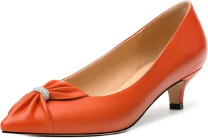 Womens Kitten Heel Pumps, Pointed Toe Dress Pumps for Women, Daily Pumps Shoes with Bow Tie