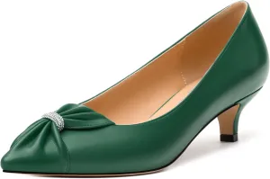 Womens Kitten Heel Pumps, Pointed Toe Dress Pumps for Women, Daily Pumps Shoes with Bow Tie