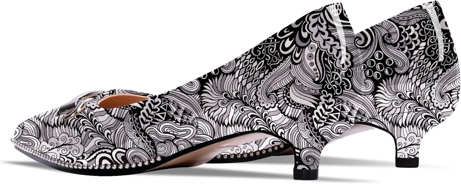Women's Kitten Heels Pumps Pointed Closed Toe Slip On Dress Shoes
