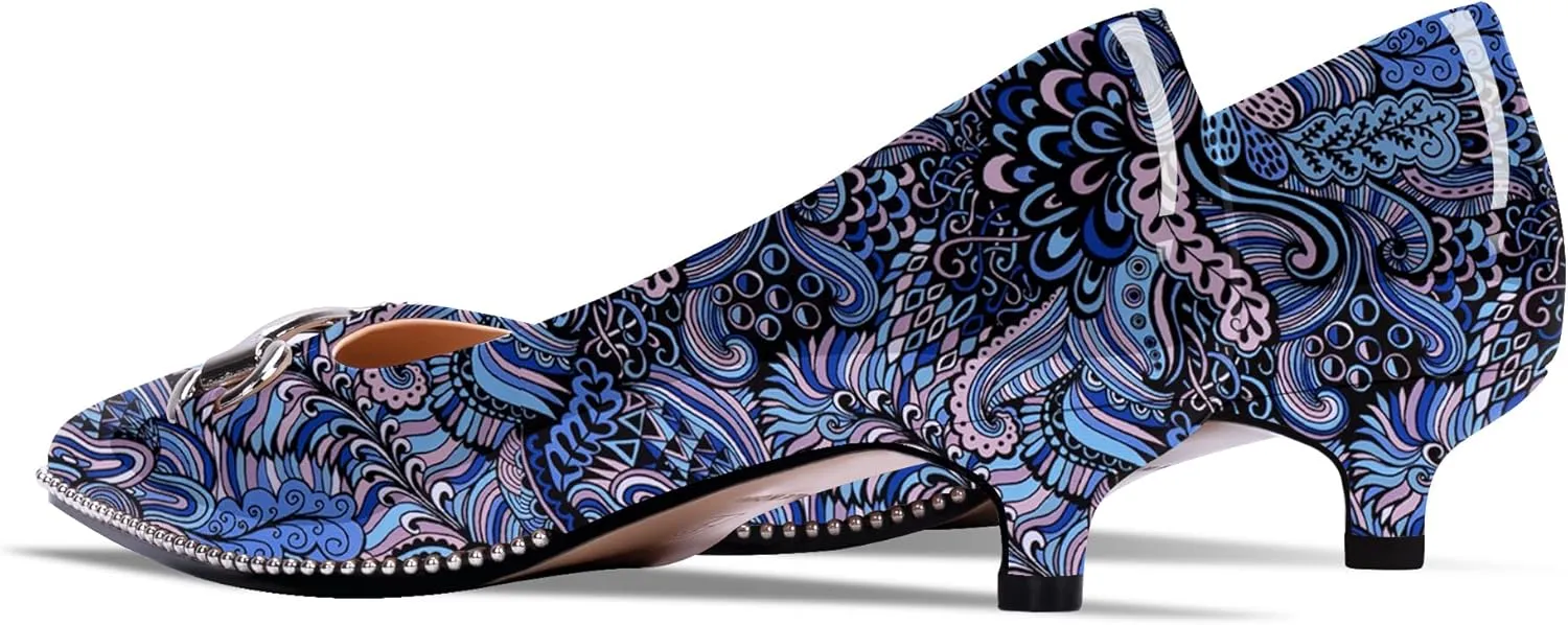 Women's Kitten Heels Pumps Pointed Closed Toe Slip On Dress Shoes