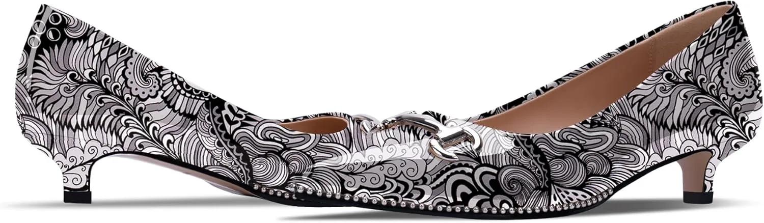 Women's Kitten Heels Pumps Pointed Closed Toe Slip On Dress Shoes