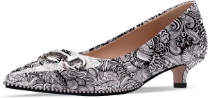 Women's Kitten Heels Pumps Pointed Closed Toe Slip On Dress Shoes
