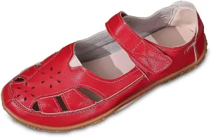 Women's Leather Boho Sandals,Comfort Softsole Closed Toe Adjustable Ankle Strap Casual Hollow Sandals for Women Sew