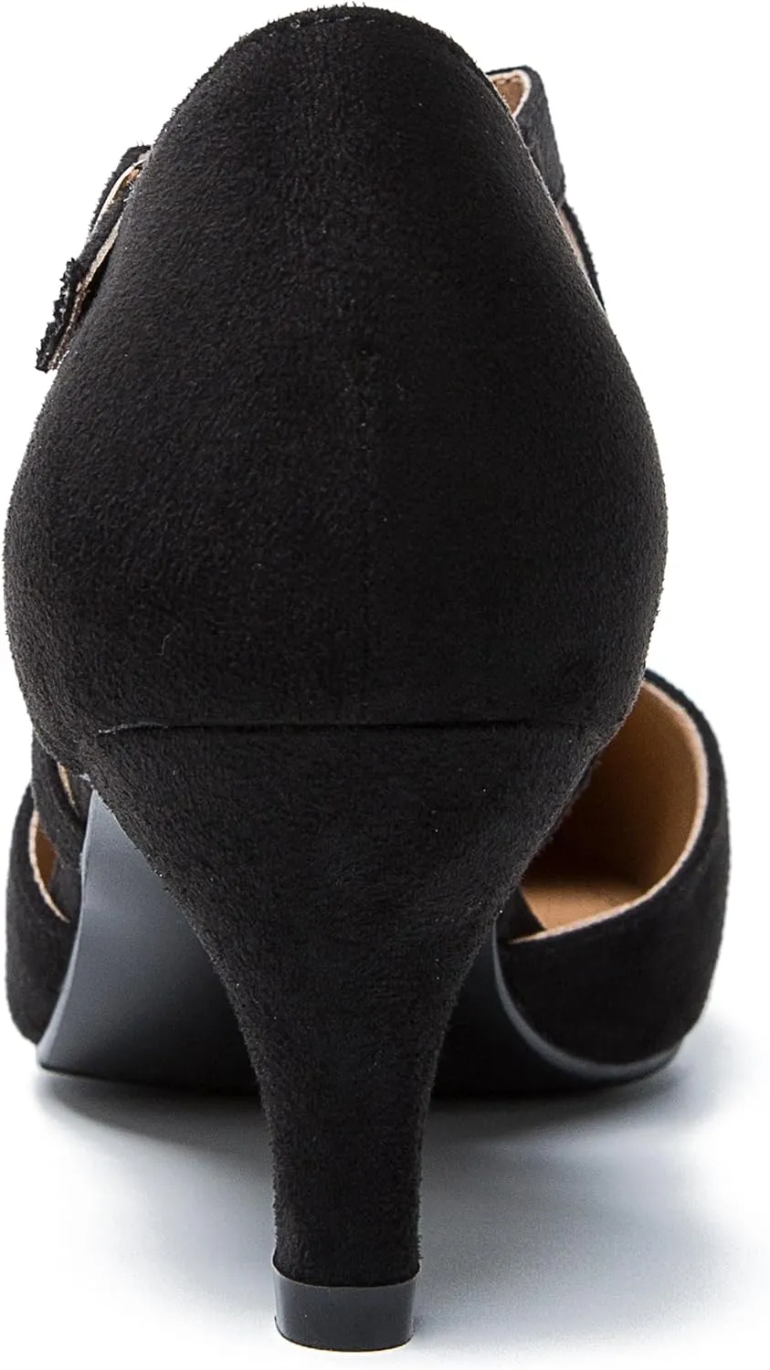 Women's Low Kitten Heels Pointed Toe Pumps Cross Strap Closed Toe D'Orsay Dress Wedding Bridal Party Office Shoes