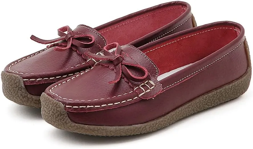 Women's Penny Genuine Leather Loafers Flats Shoes Black Driving Moccasins Comfort Boat Shoe
