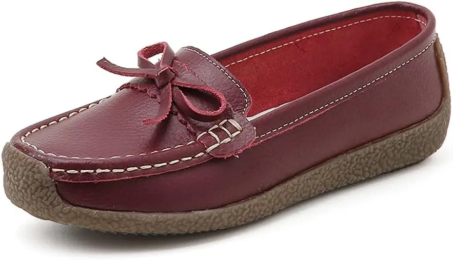 Women's Penny Genuine Leather Loafers Flats Shoes Black Driving Moccasins Comfort Boat Shoe