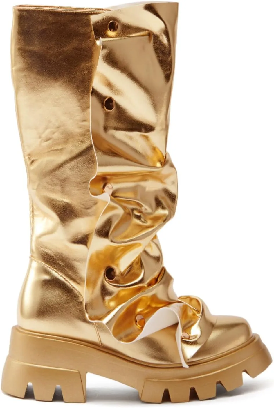 Women's Platform Fold Over Combat Boots Slouchy wide Calf chunky Heel Round Toe Western Pull on Fashion cute mardi gras shark Boot