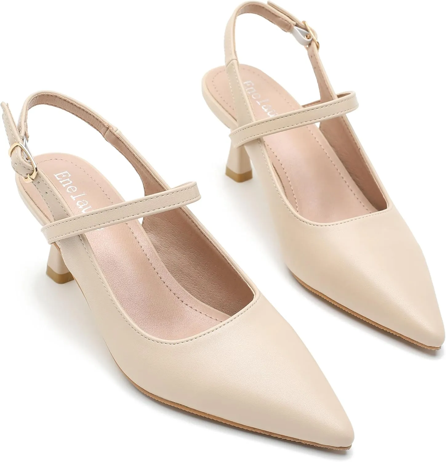 Women's Pointed Toe Slingback Pumps Low Kitten Heel Closed Toe Sexy Elegant Dressy Pumps with Strap Wedding Bride Prom Shoes
