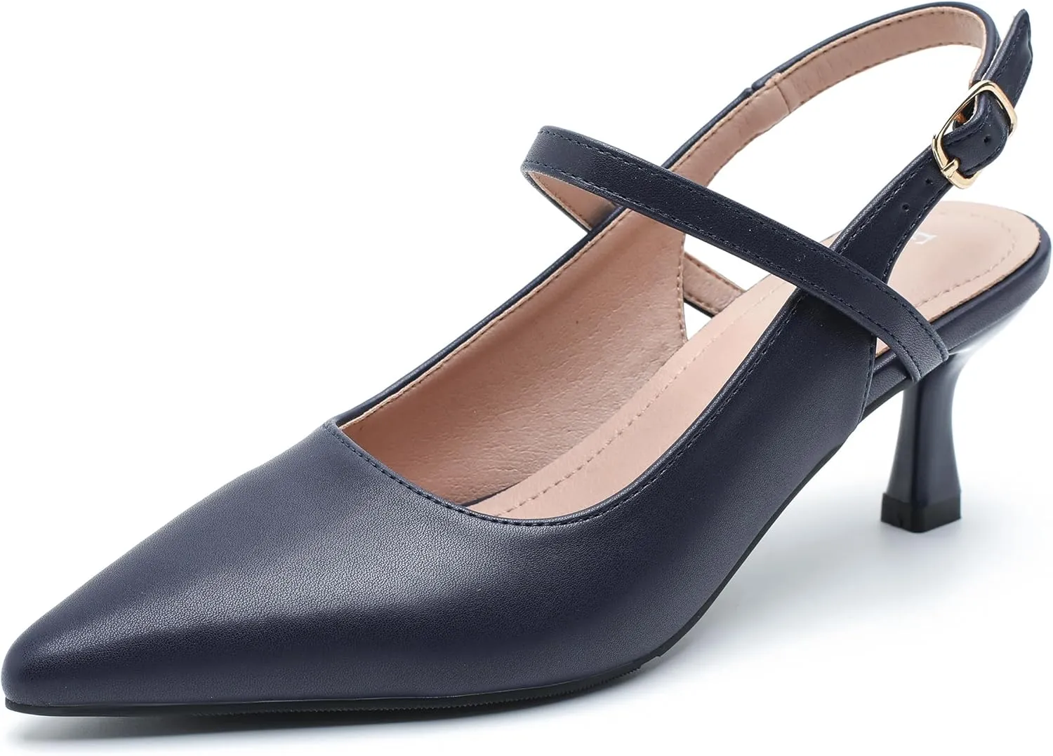 Women's Pointed Toe Slingback Pumps Low Kitten Heel Closed Toe Sexy Elegant Dressy Pumps with Strap Wedding Bride Prom Shoes